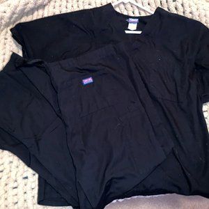 Mens Black Scrubs L/XL Two Pairs
